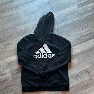Adidas Men's Black Hoodie with White Logo